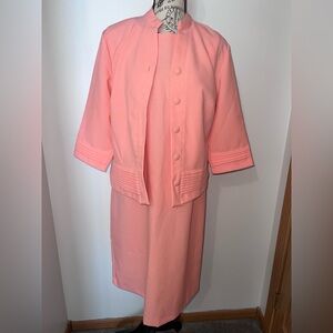 BFA Classics Peach Pink Dress & Jacket Set Size 12P